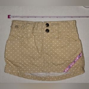 Roxy Yellow White polka dot hearts skirt decorative stitching and buttons